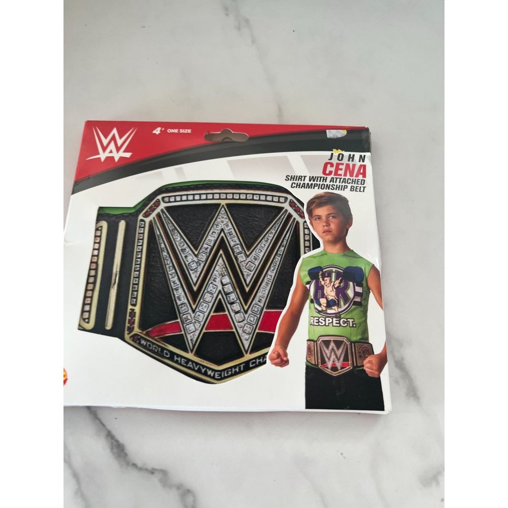 WWE John Cena Championship One Size Halloween Shirt Sz Age 4+ NEW - Picture 2 of 3